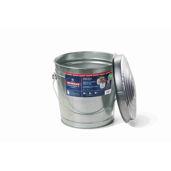 Behrens 10 gal Round Trash Can, Silver, with a lid, Galvanized Steel